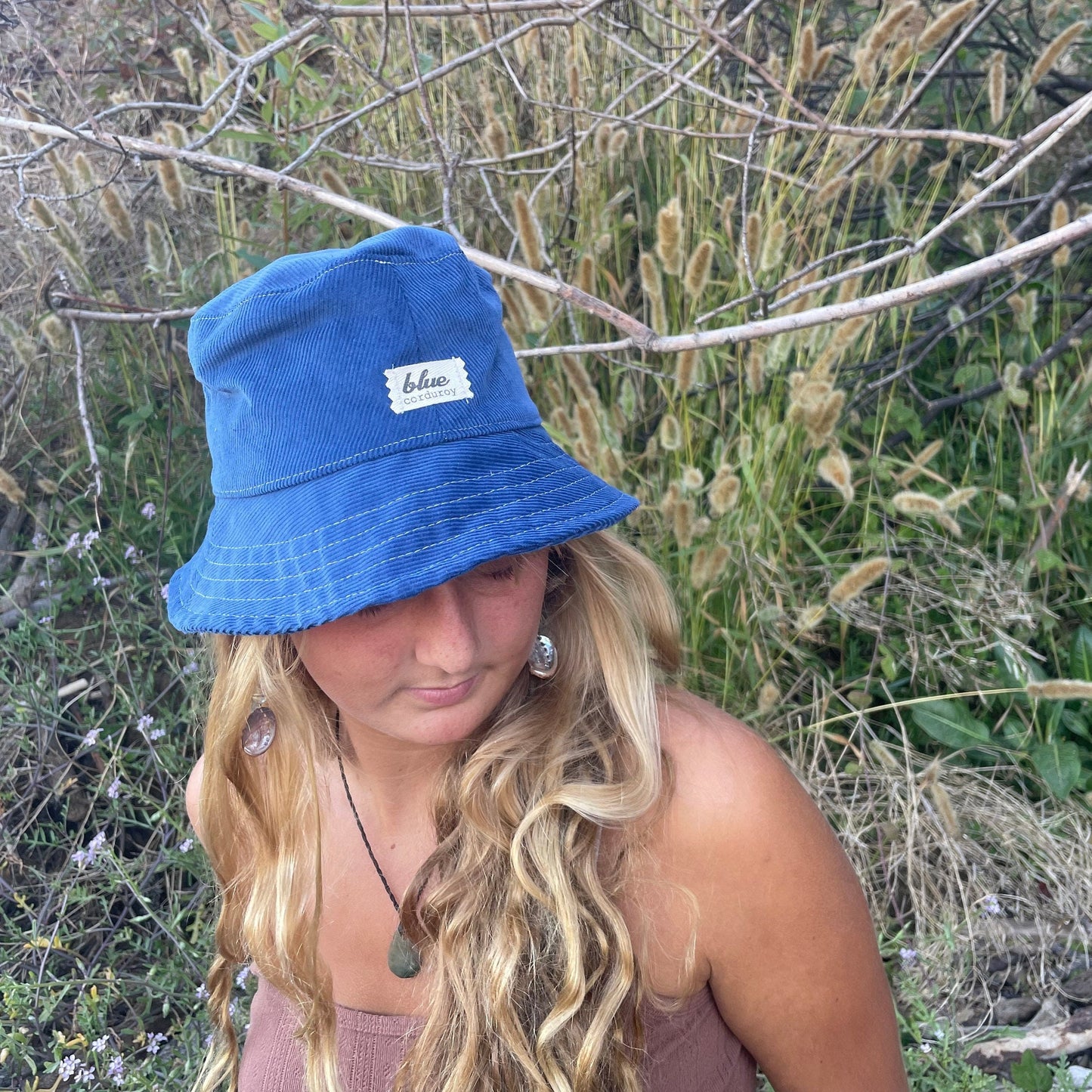 Blue Corduroy Bucket Hat, Winter Fall Sun Hat, Gender Neutral Accessory, Gift for Teen Girl, Gift for Nature Lover, Cotton Hat