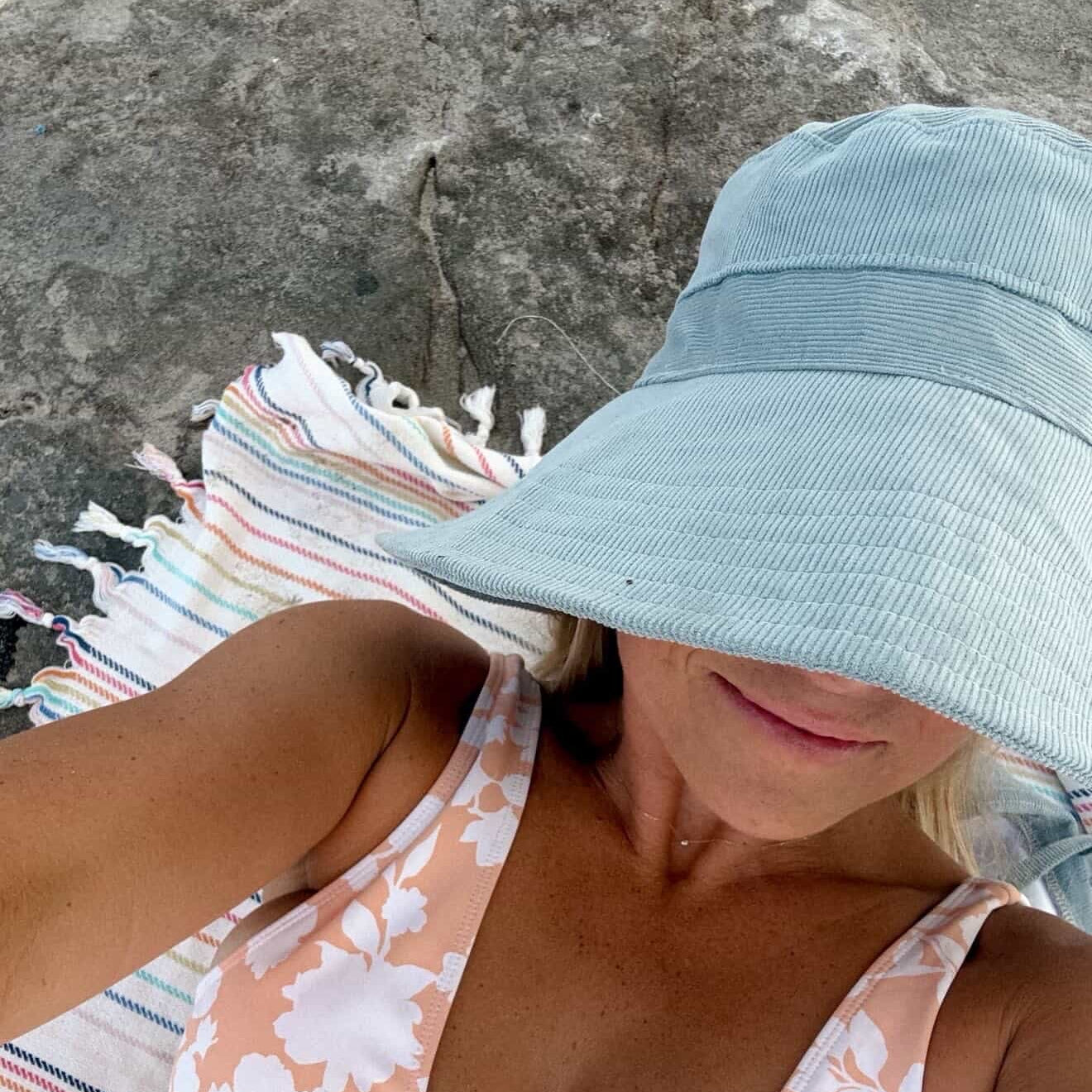 Matching Mommy Wide Brim and Baby Bucket Hat Set - Sky Blue Corduroy