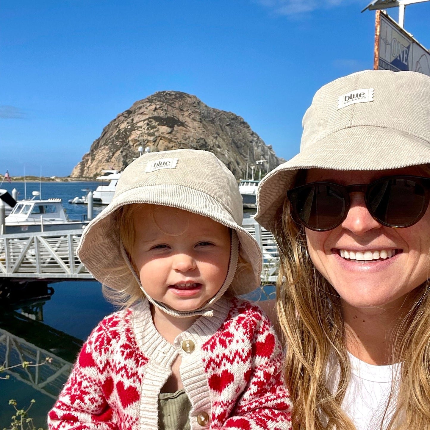 Matching Mommy and Baby Corduroy Bucket Hat Set - Stone