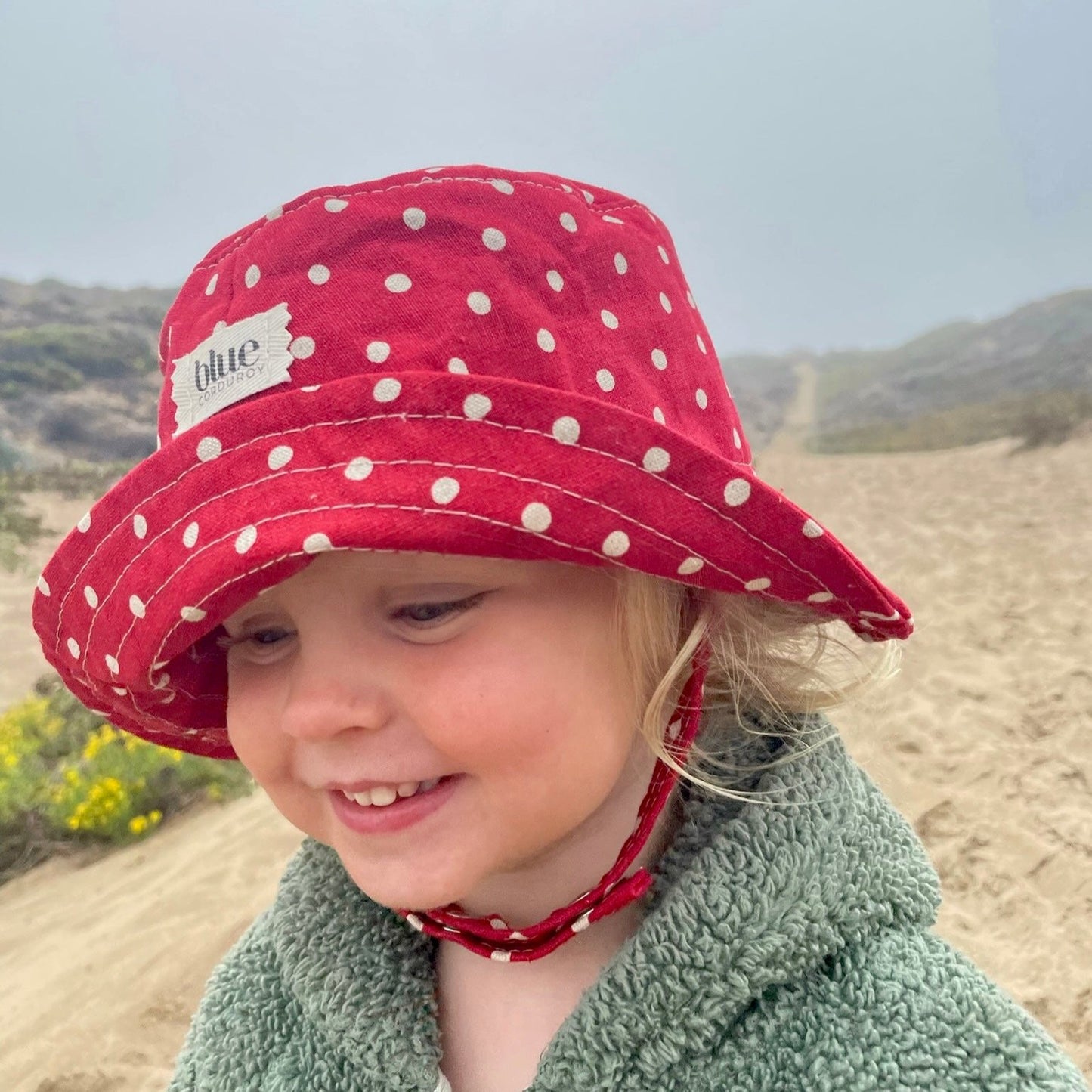 Baby Cotton Bucket Hat - Red Polka Dot