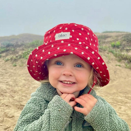 Baby Cotton Bucket Hat - Red Polka Dot