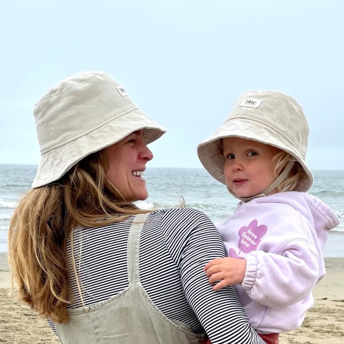 Matching Mommy and Baby Corduroy Bucket Hat Set - Stone