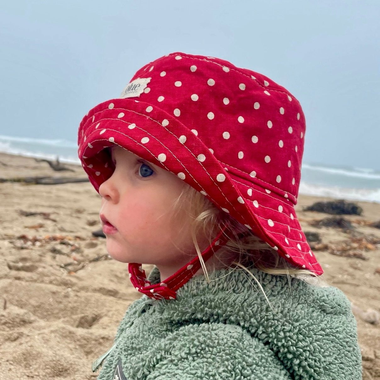 Baby Cotton Bucket Hat - Red Polka Dot