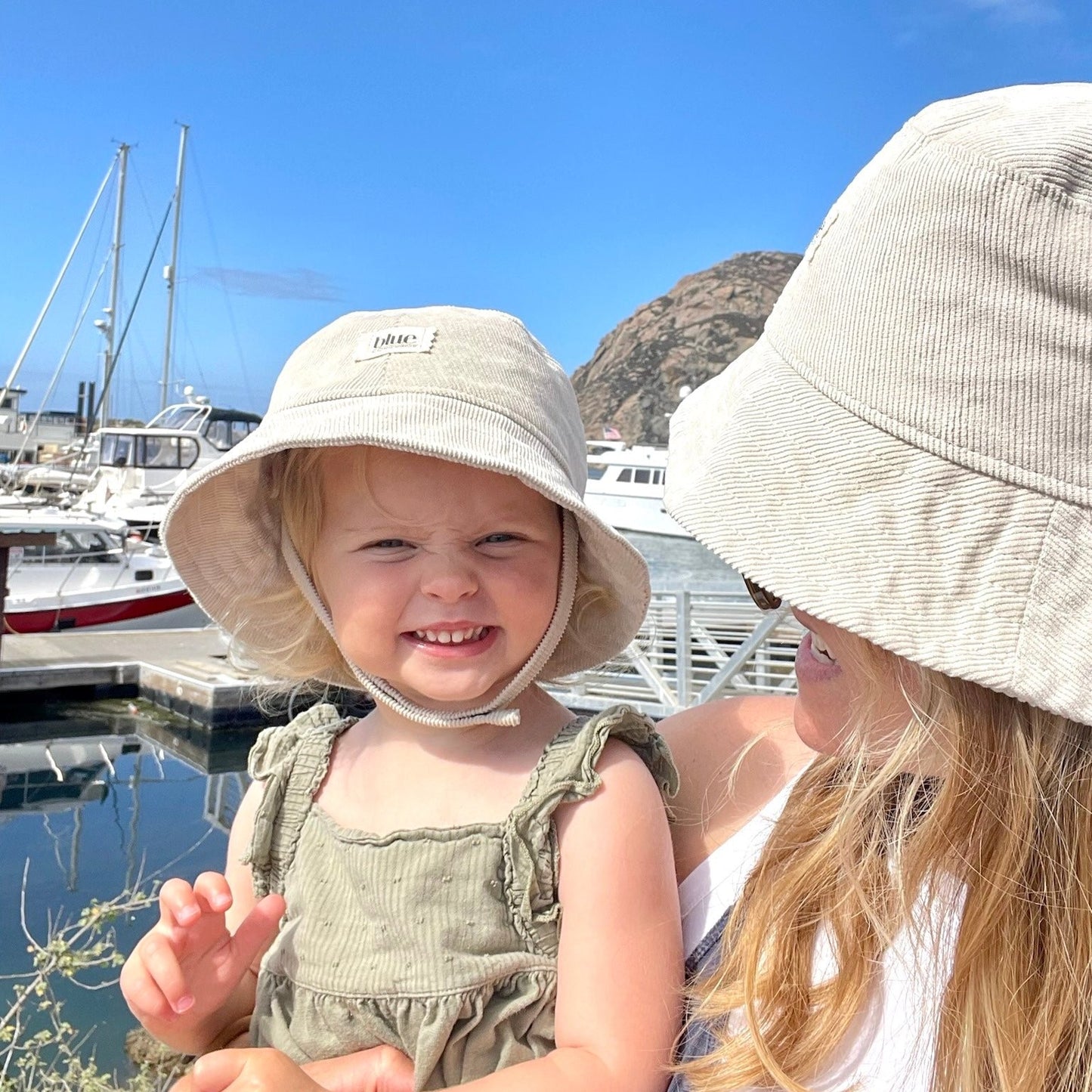 Matching Mommy and Baby Corduroy Bucket Hat Set - Stone