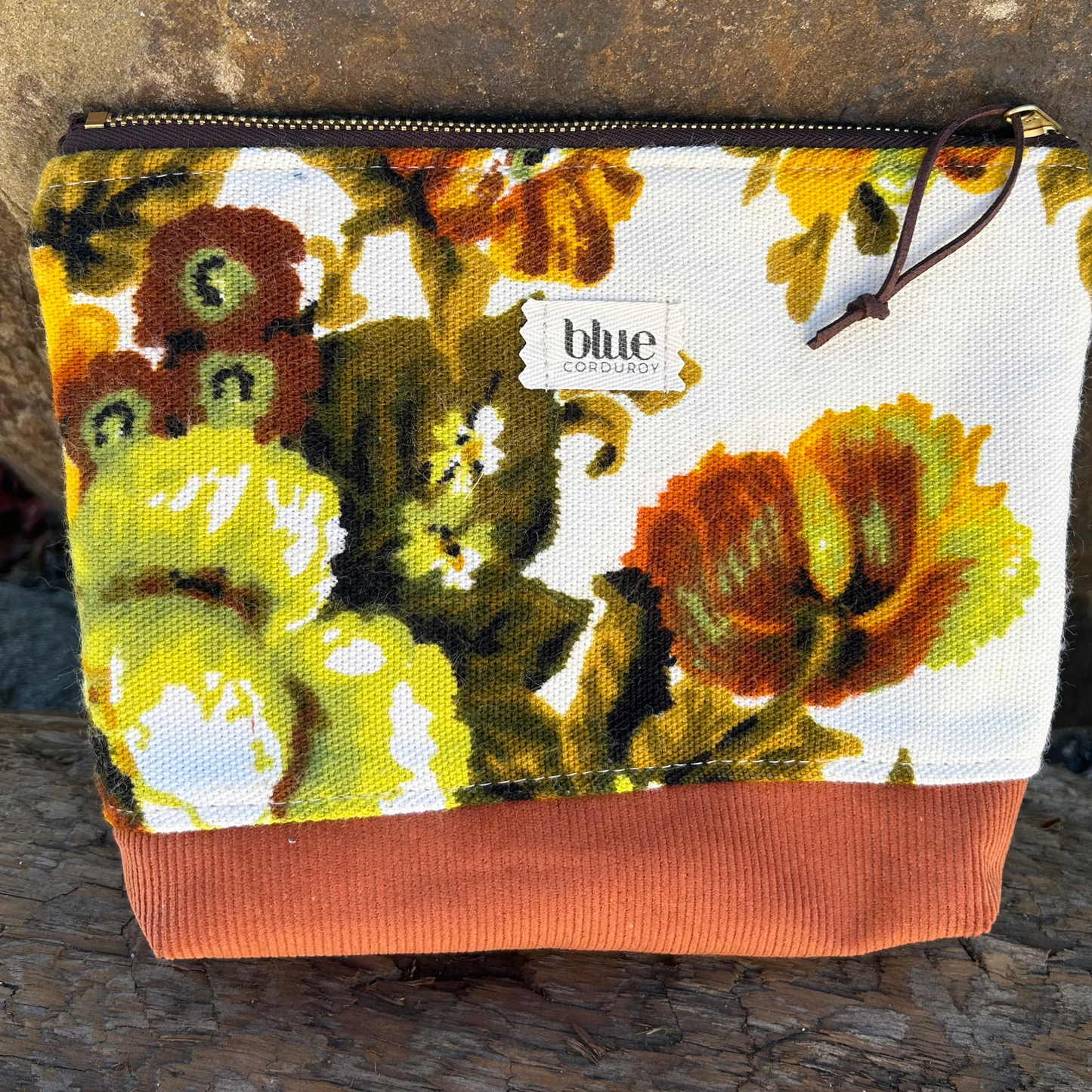 Zipper Pouch - Vintage Rust Floral