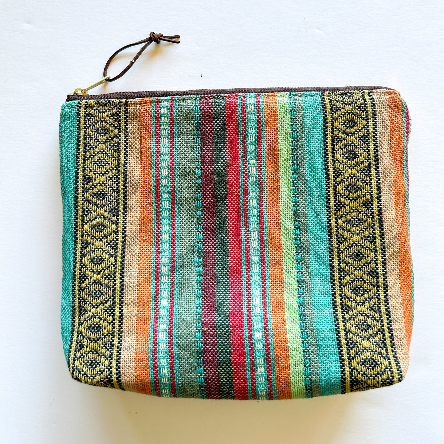 Zipper Pouch - Western Stripes and Mustard Corduroy Back