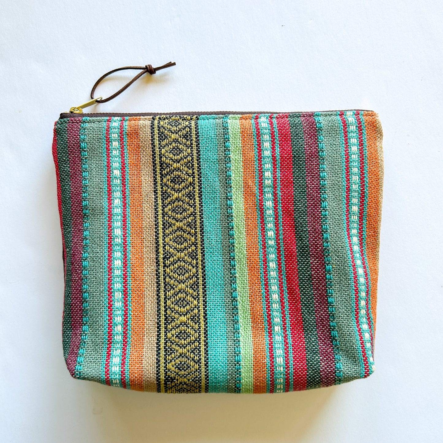 Zipper Pouch - Western Stripe with Chocolate Corduroy Back