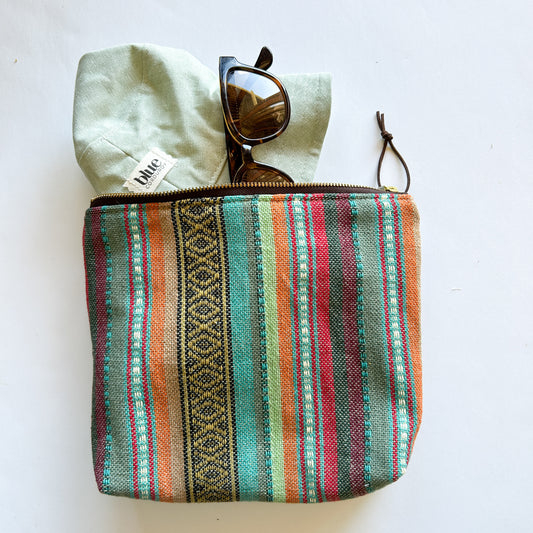 Zipper Pouch - Western Stripe with Chocolate Corduroy Back
