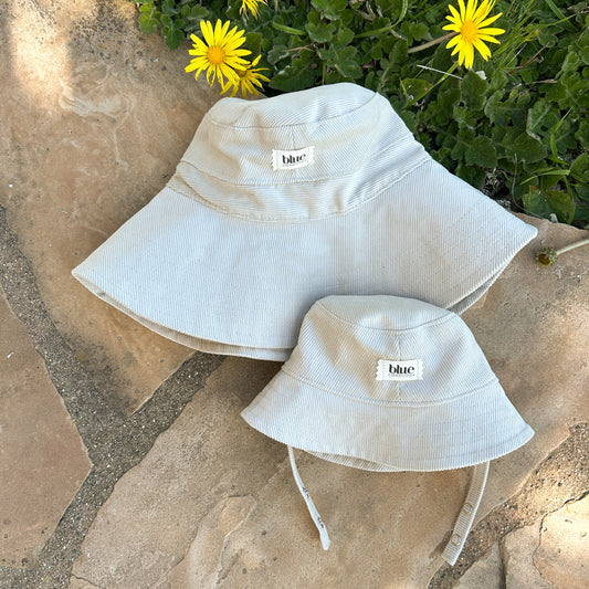 Matching Mommy Wide Brim and Baby Bucket Hat Set - Stone Corduroy