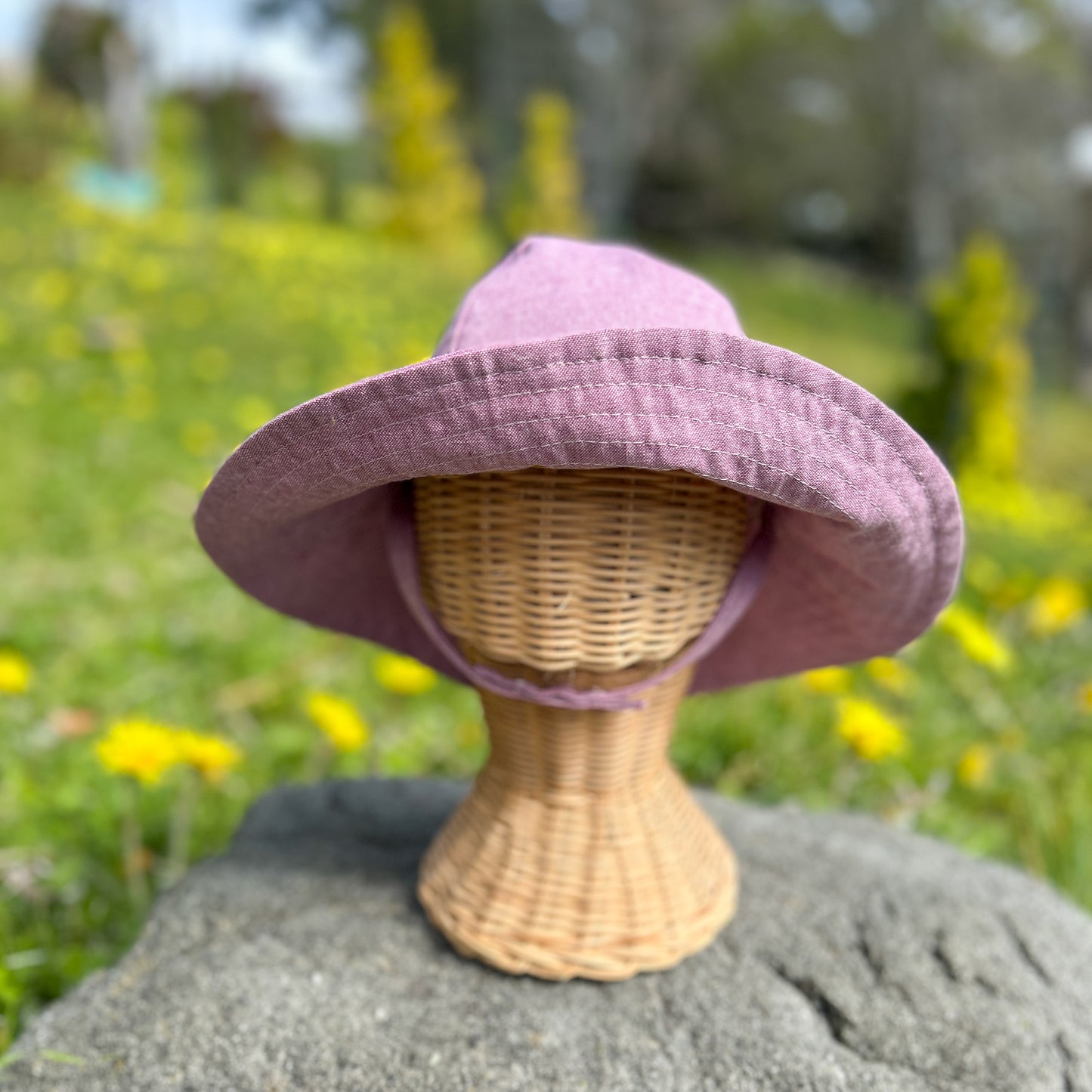 Baby Wide Brim Linen Sun Hat - Mauve Pink