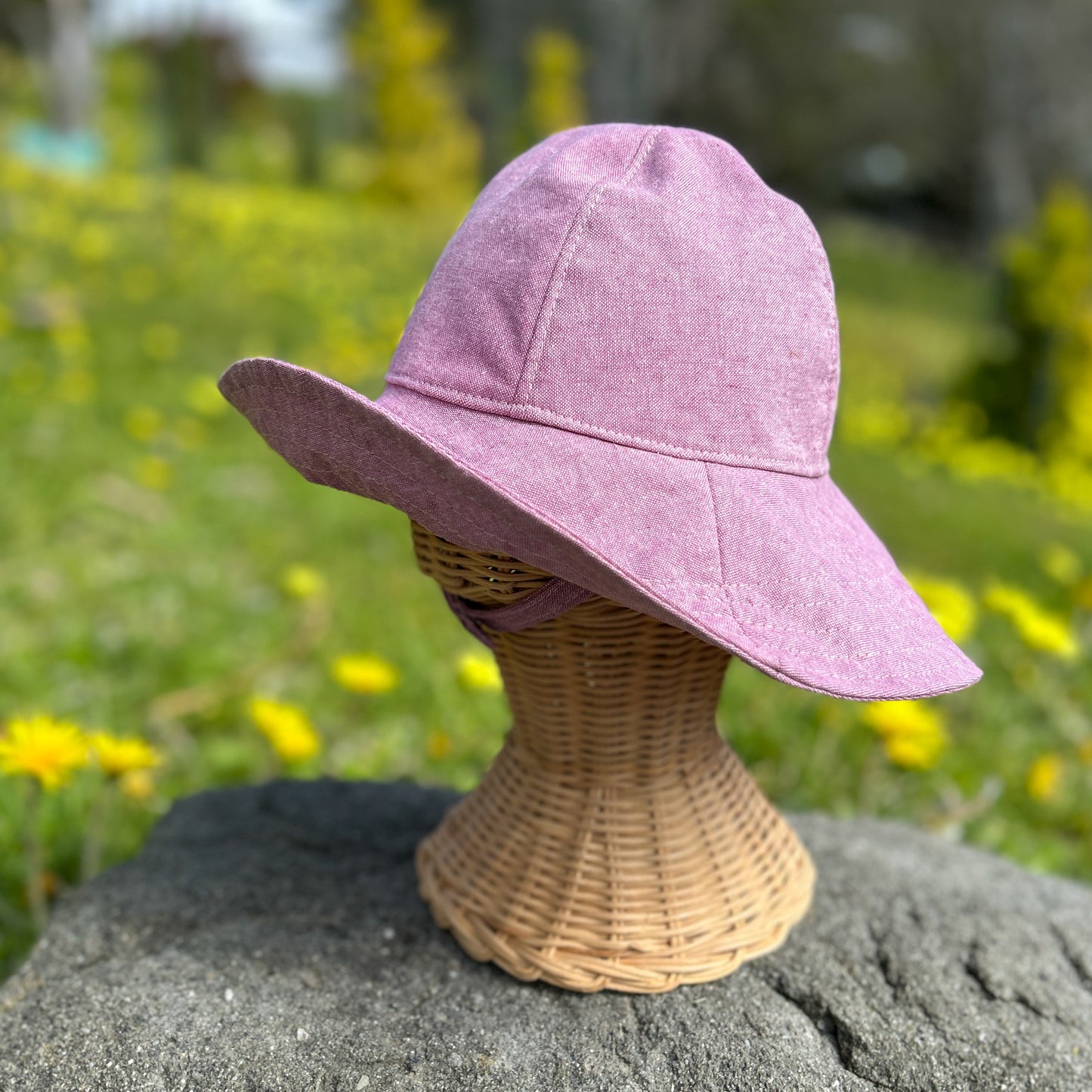 Baby Wide Brim Linen Sun Hat - Mauve Pink