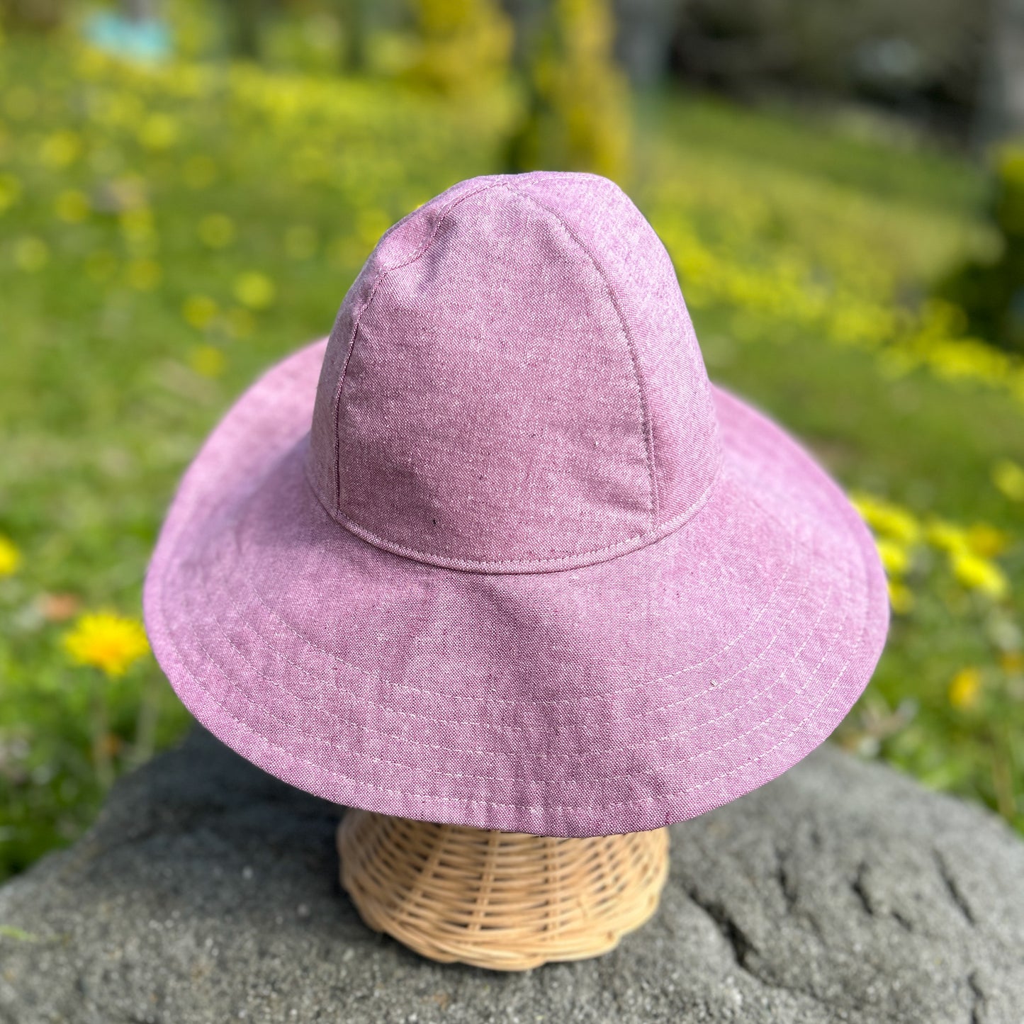 Baby Wide Brim Linen Sun Hat - Mauve Pink