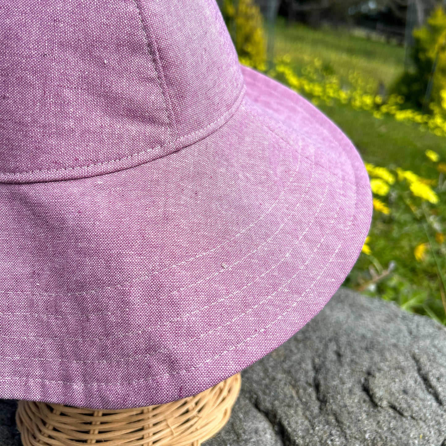 Baby Wide Brim Linen Sun Hat - Mauve Pink