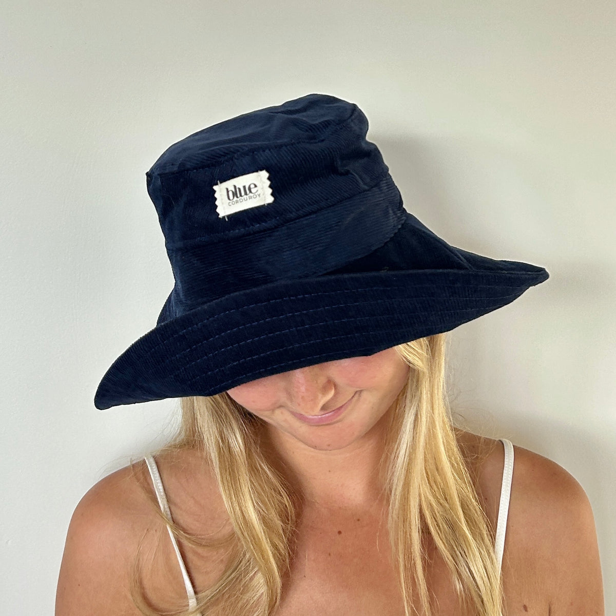 Corduroy Wide Brim Sun Hat - Navy Blue