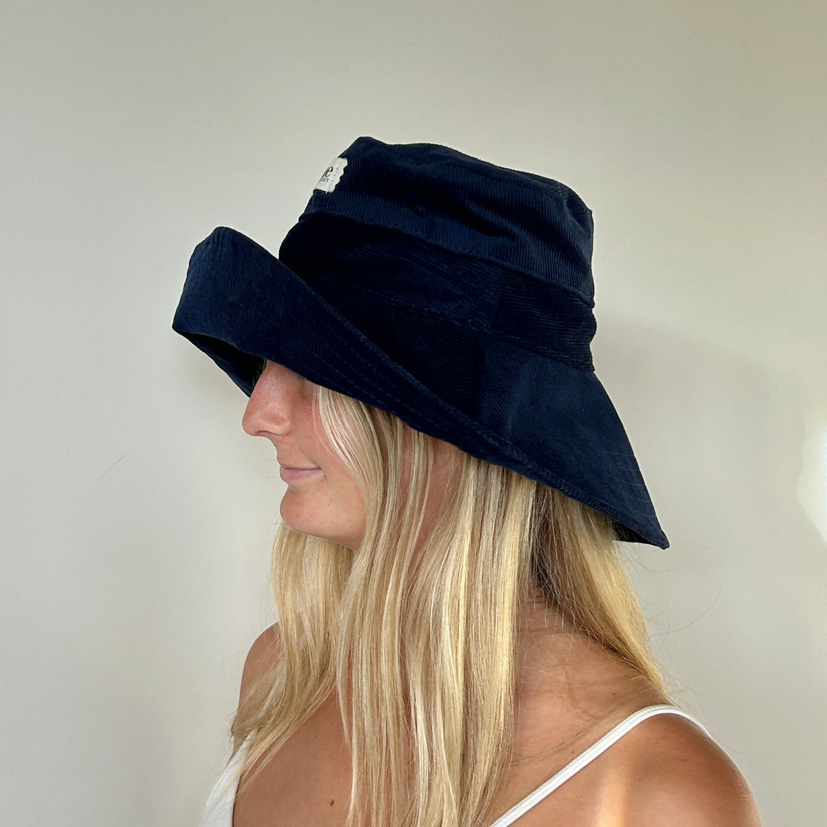 Corduroy Wide Brim Sun Hat - Navy Blue