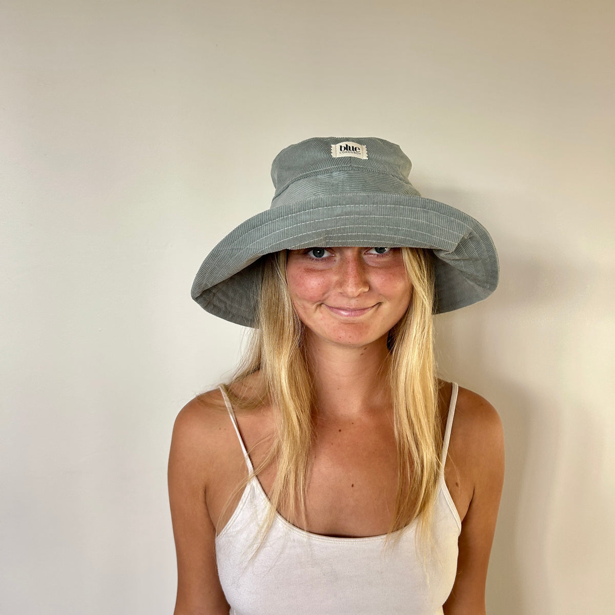 Corduroy Wide Brim Sun Hat - Dusty Blue