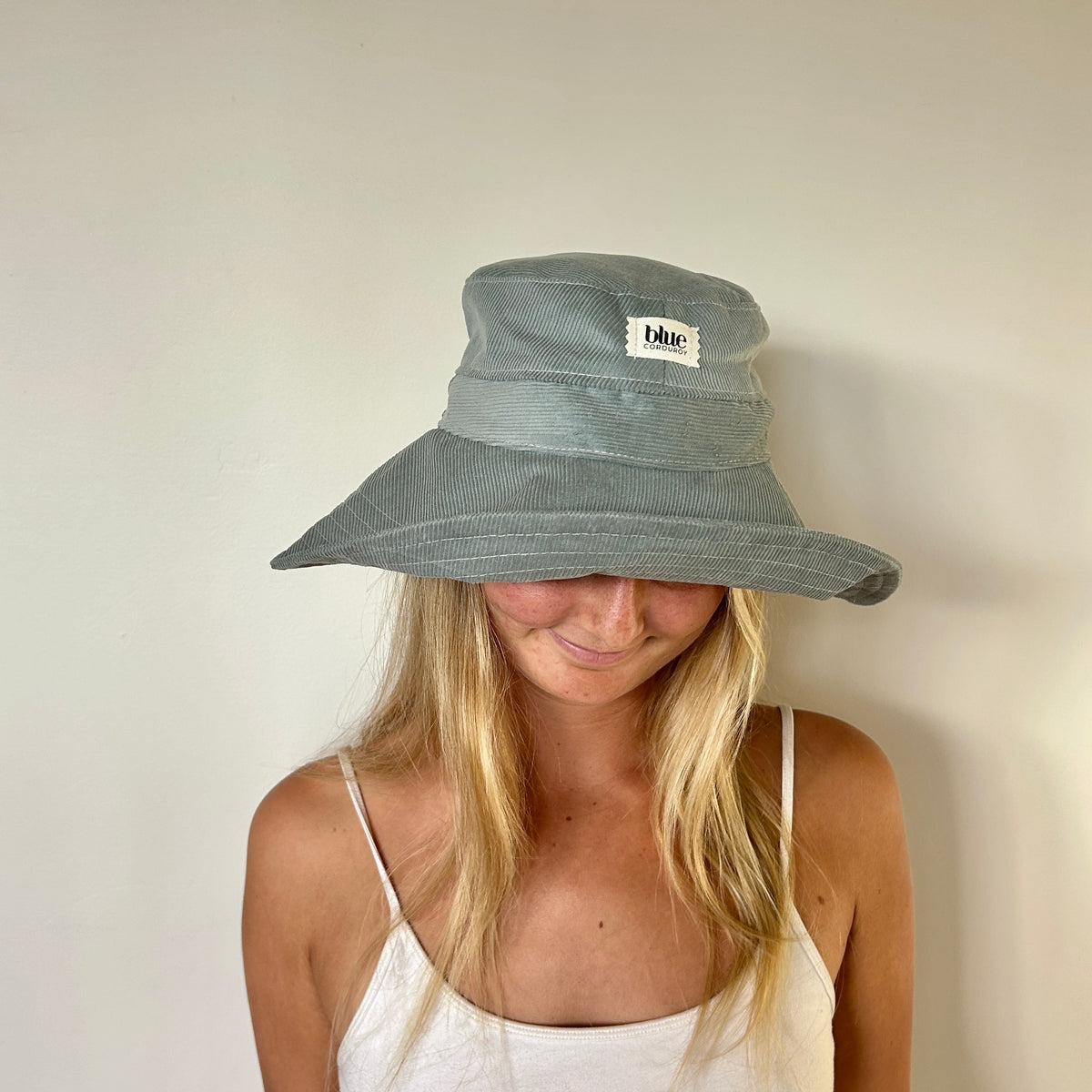 Corduroy Wide Brim Sun Hat - Dusty Blue