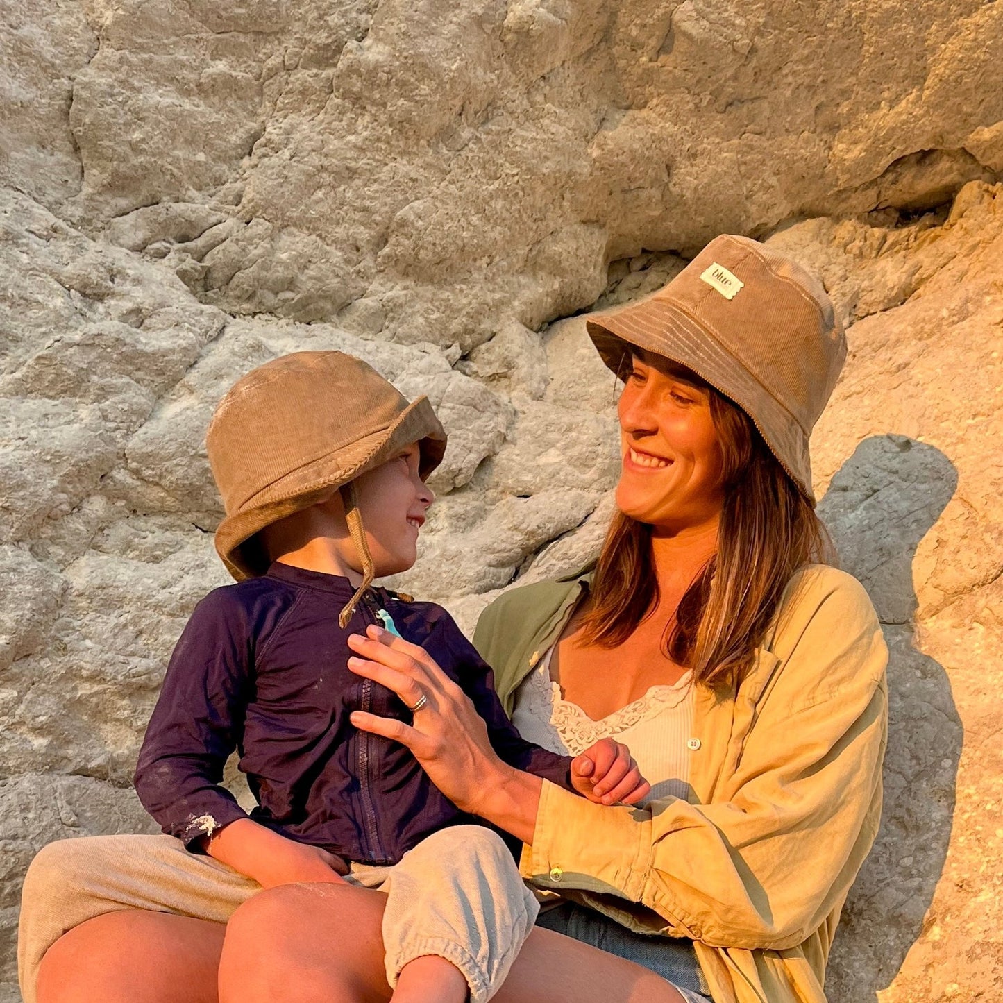 Matching Mommy and Baby Corduroy Bucket Hat Set - Khaki
