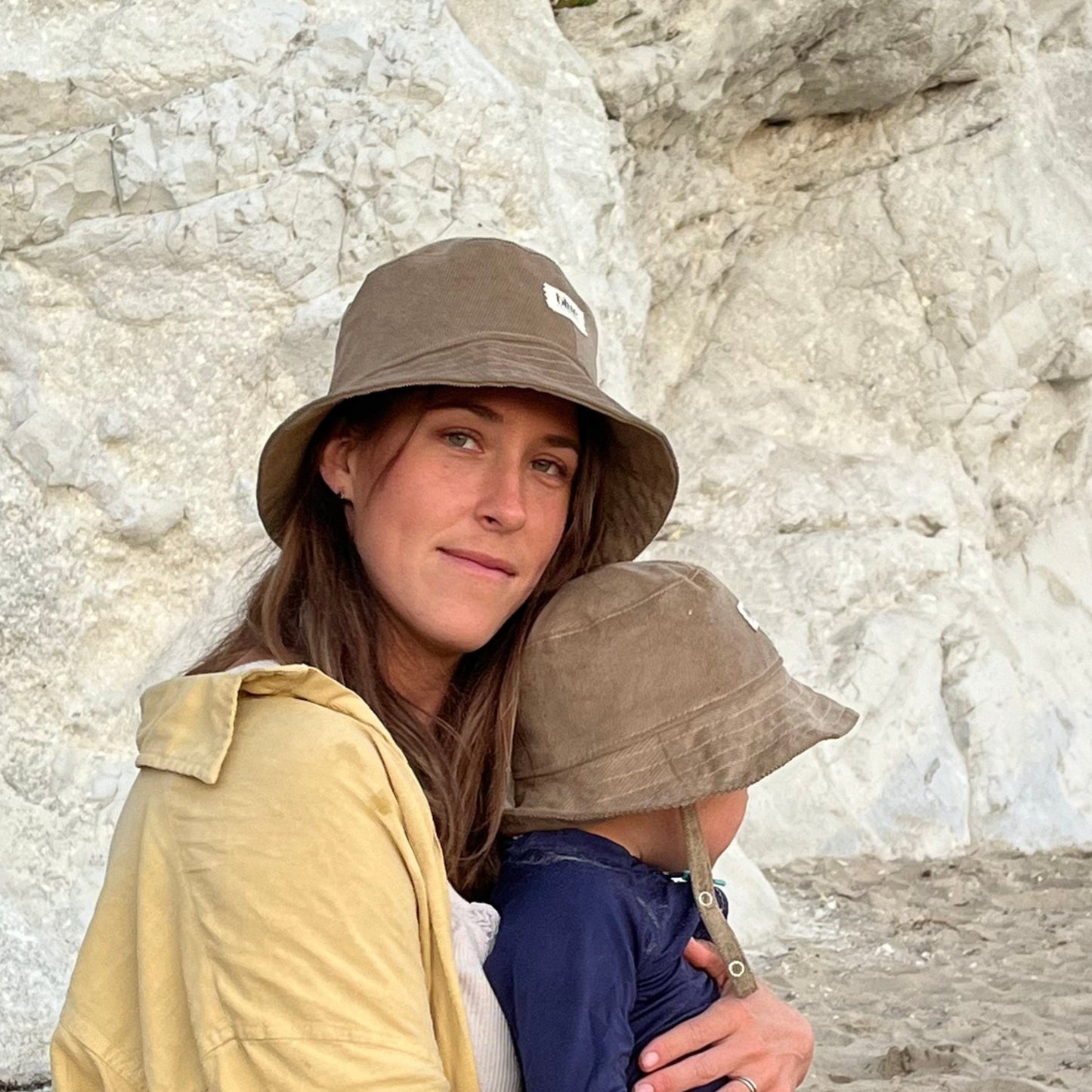 Matching Mommy and Baby Corduroy Bucket Hat Set - Khaki