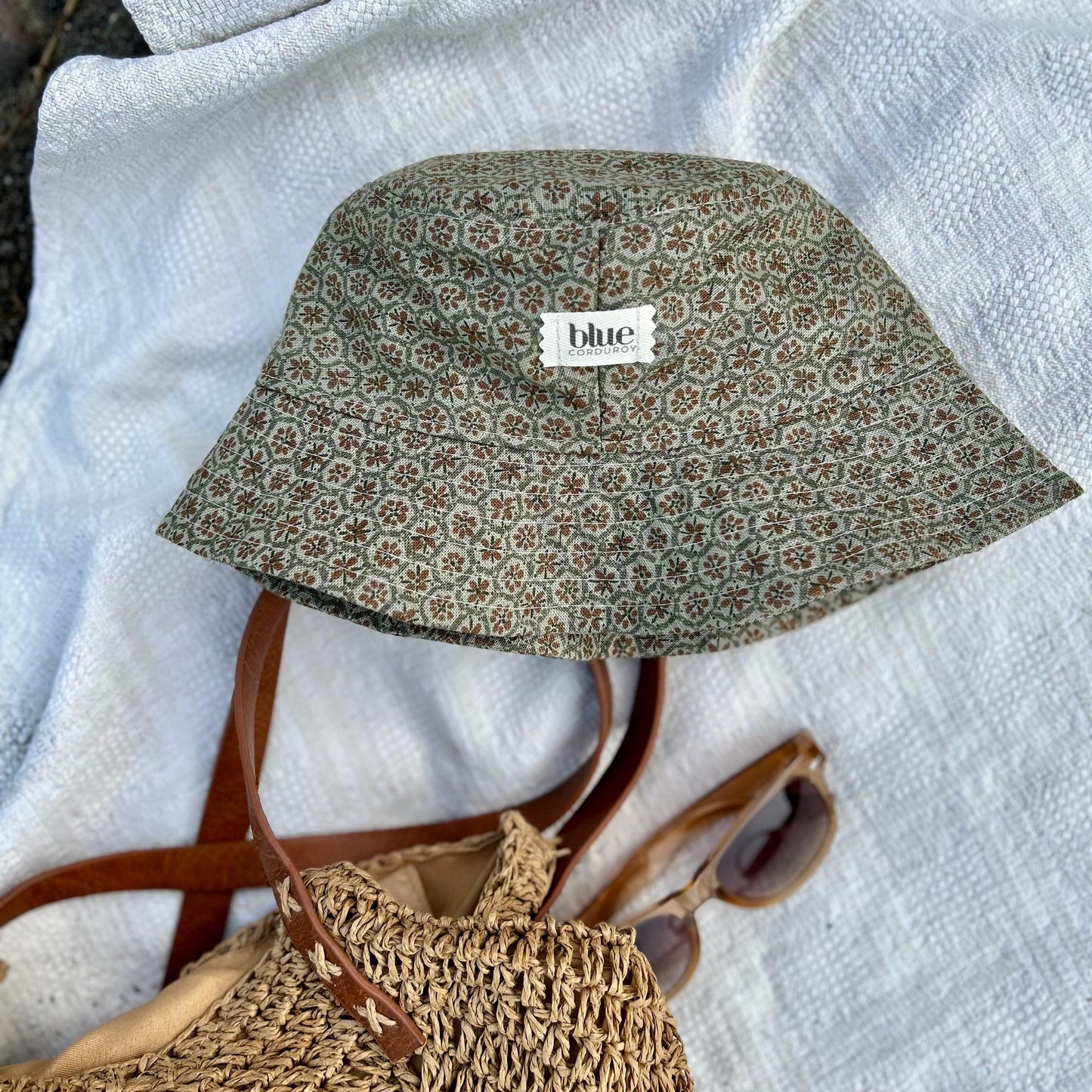 Cotton Bucket Hat - Sage Floral