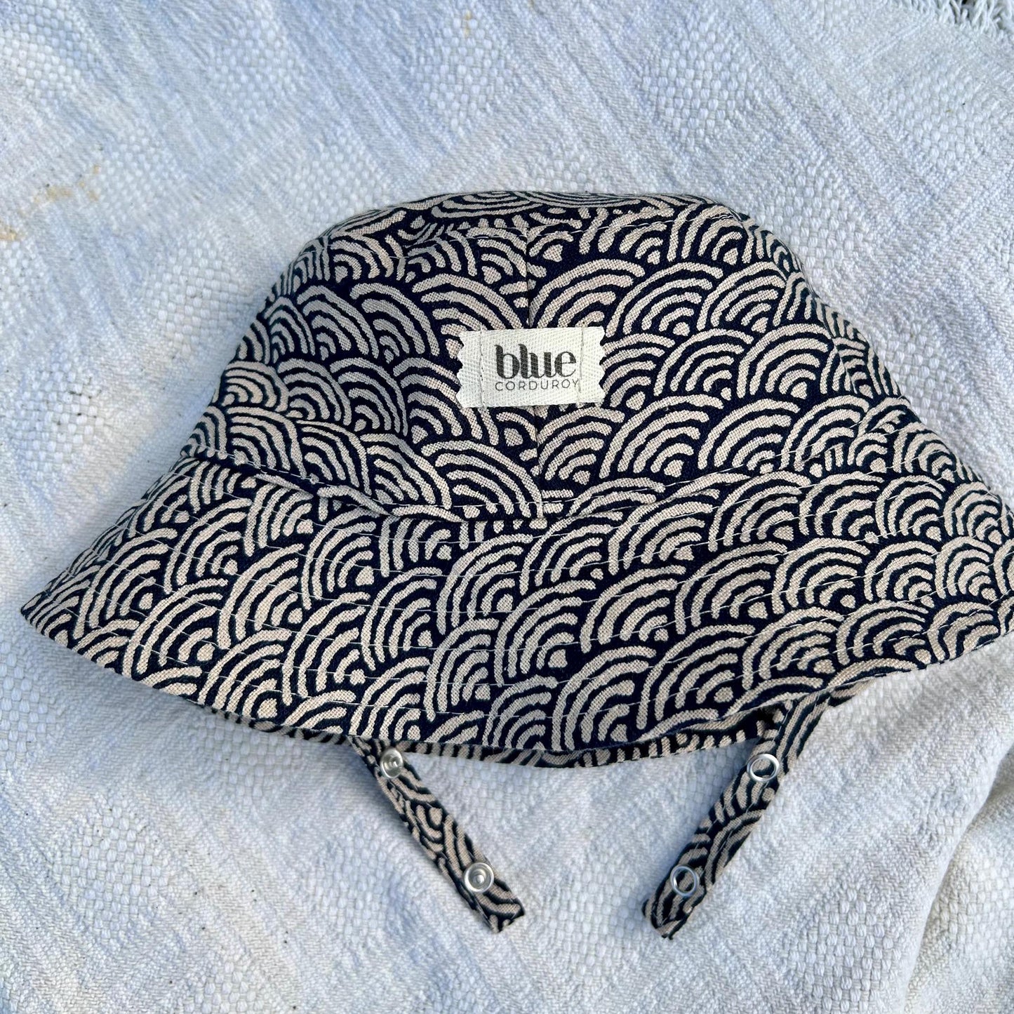 Baby Cotton Bucket Hat - Indigo Waves