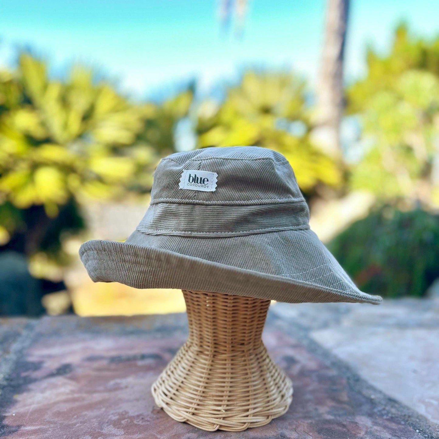 Corduroy Wide Brim Sun Hat - Khaki