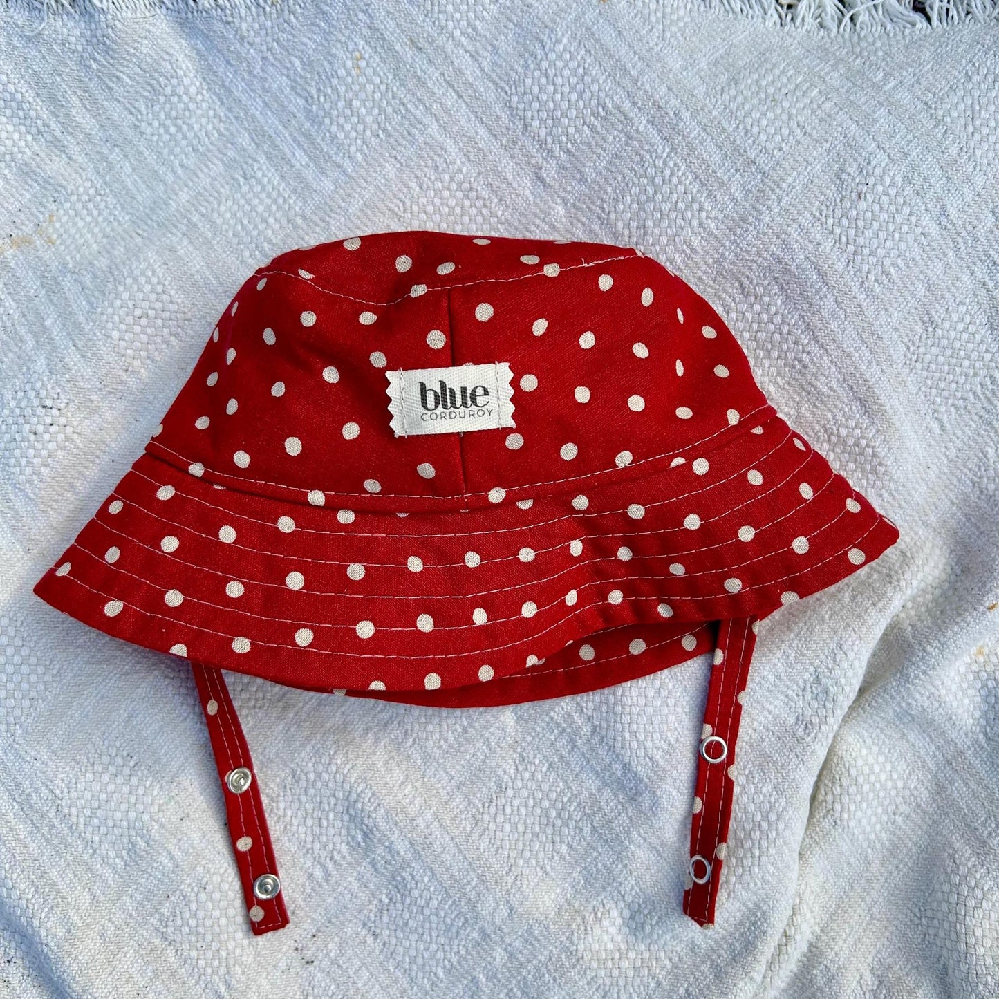 Baby Cotton Bucket Hat - Red Polka Dot