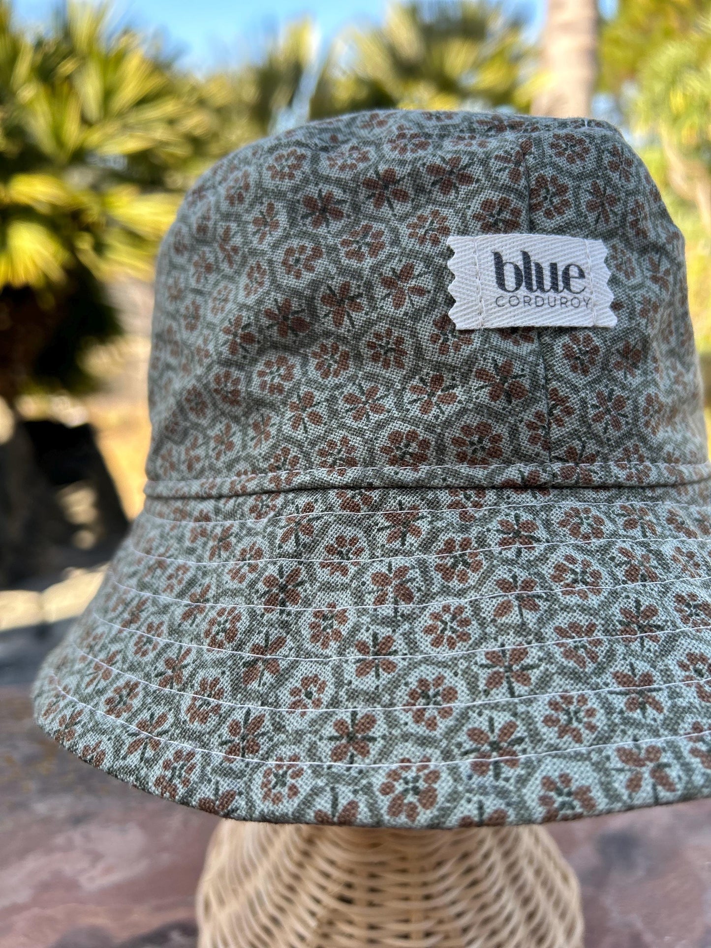 Cotton Bucket Hat - Sage Floral