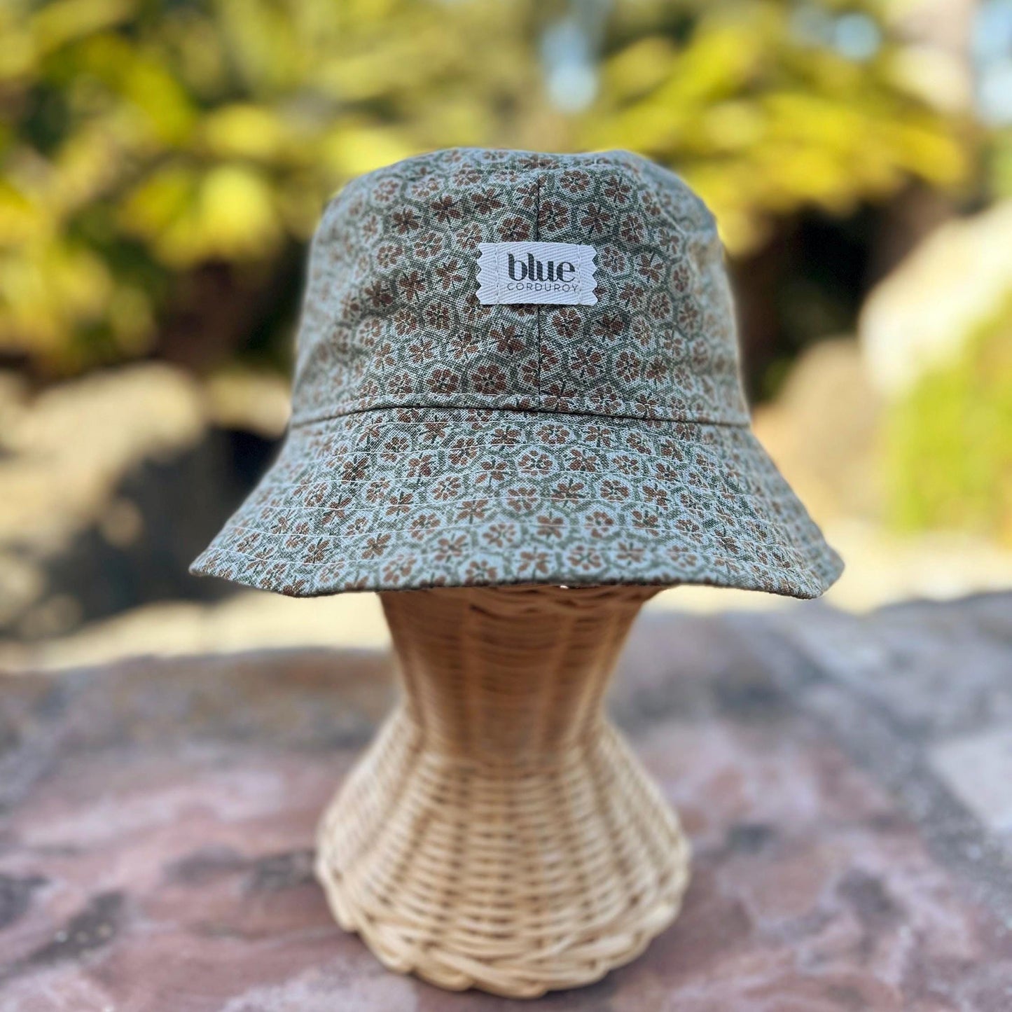 Cotton Bucket Hat - Sage Floral