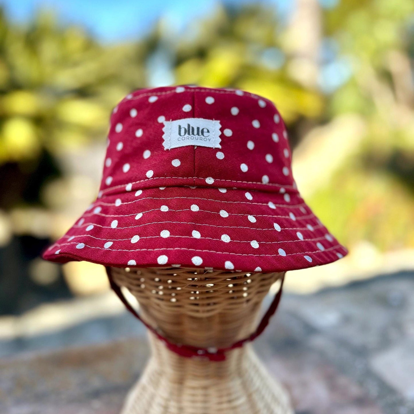 Baby Cotton Bucket Hat - Red Polka Dot