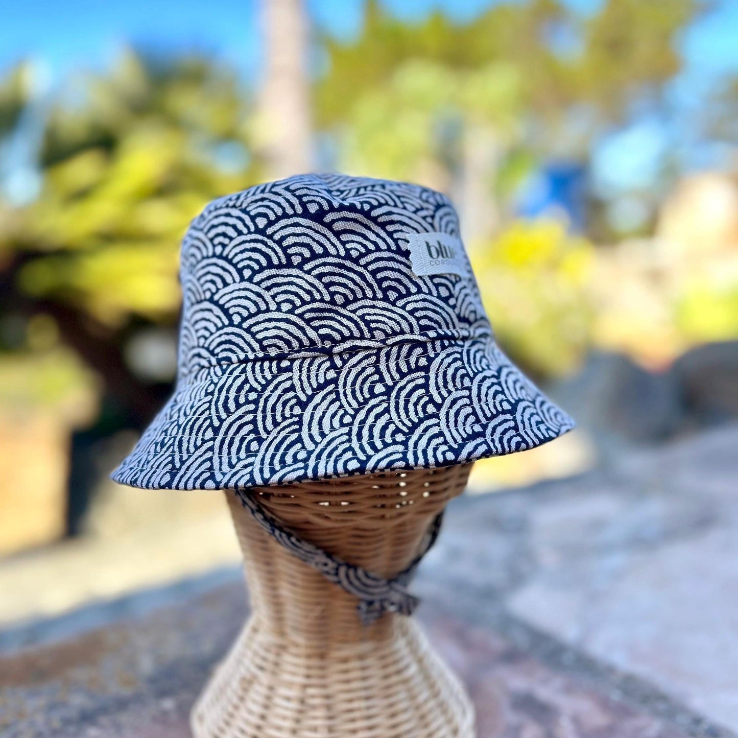 Baby Cotton Bucket Hat - Indigo Waves