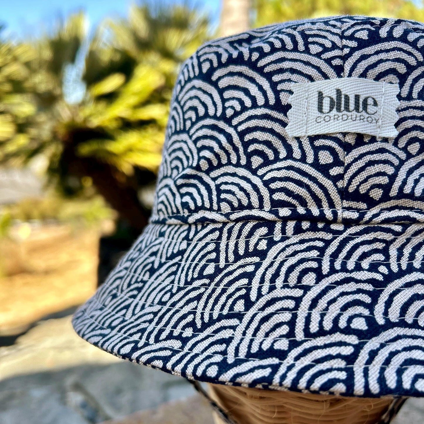 Baby Cotton Bucket Hat - Indigo Waves