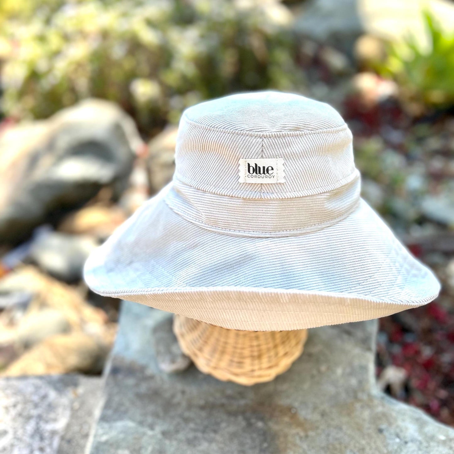 Wide Brim Corduroy Sun Hat - Stone