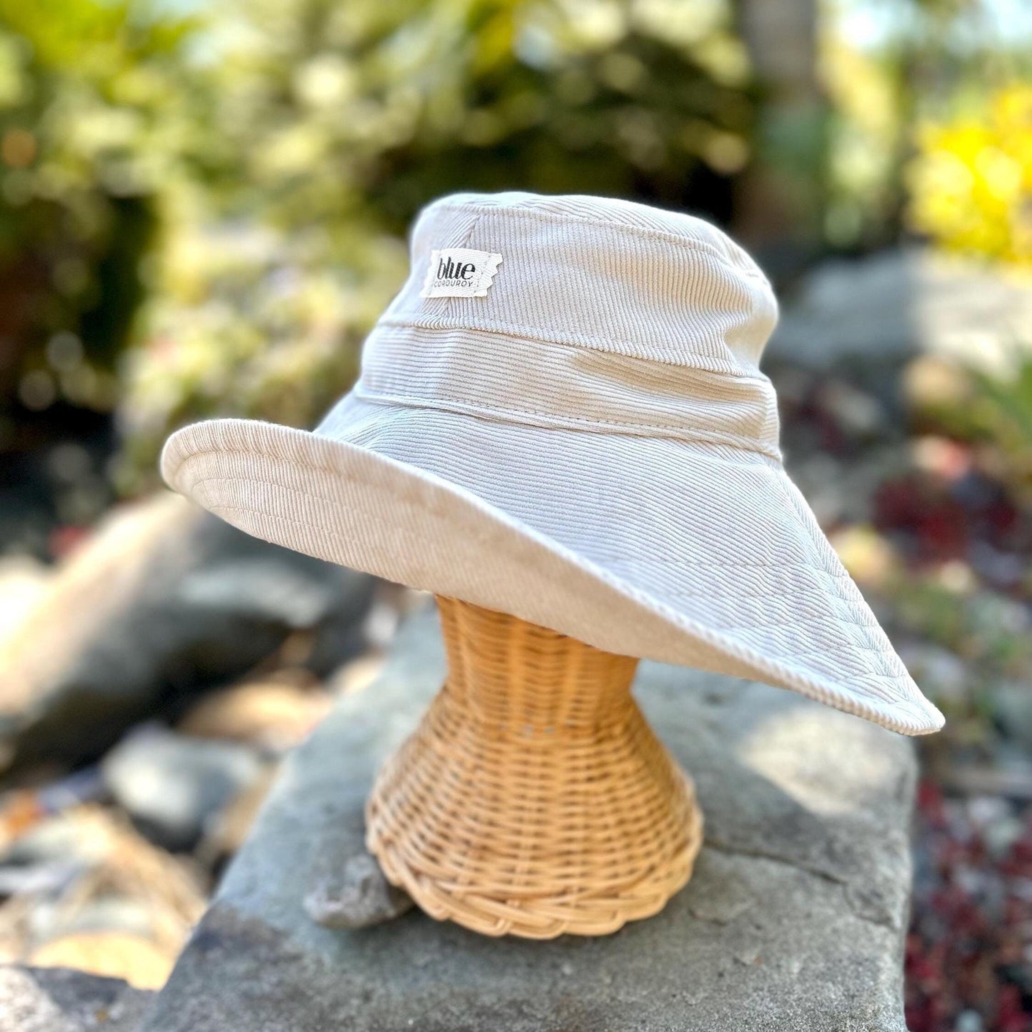 Wide Brim Corduroy Sun Hat - Stone