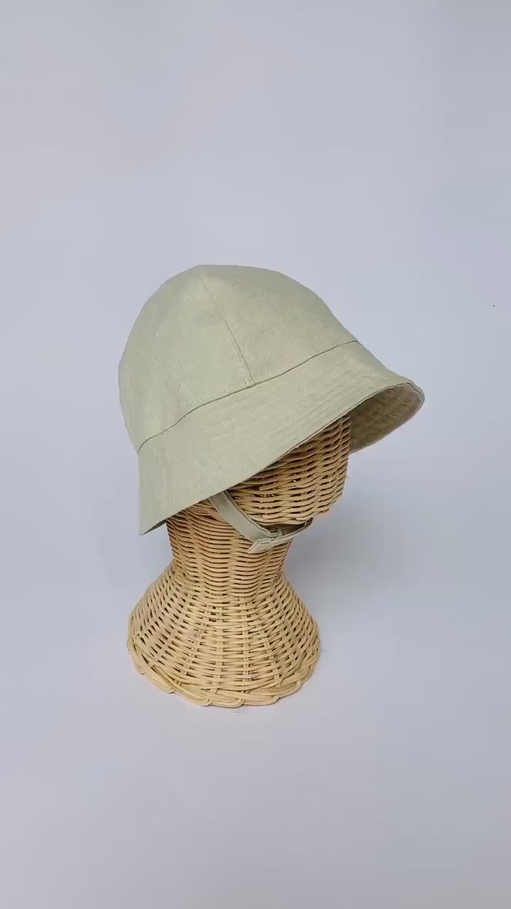 Neutral Linen Beach Sun Hat for Babies, Toddlers, and Kids