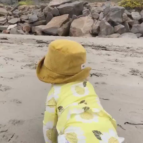 Kids Bucket Hat, Yellow Sun Hat, Corduroy Child Hat, Toddler Summer Hat, Outdoor Baby Gift, Sun Hat for Boys, Baby Hat for Girls, Beach Hat