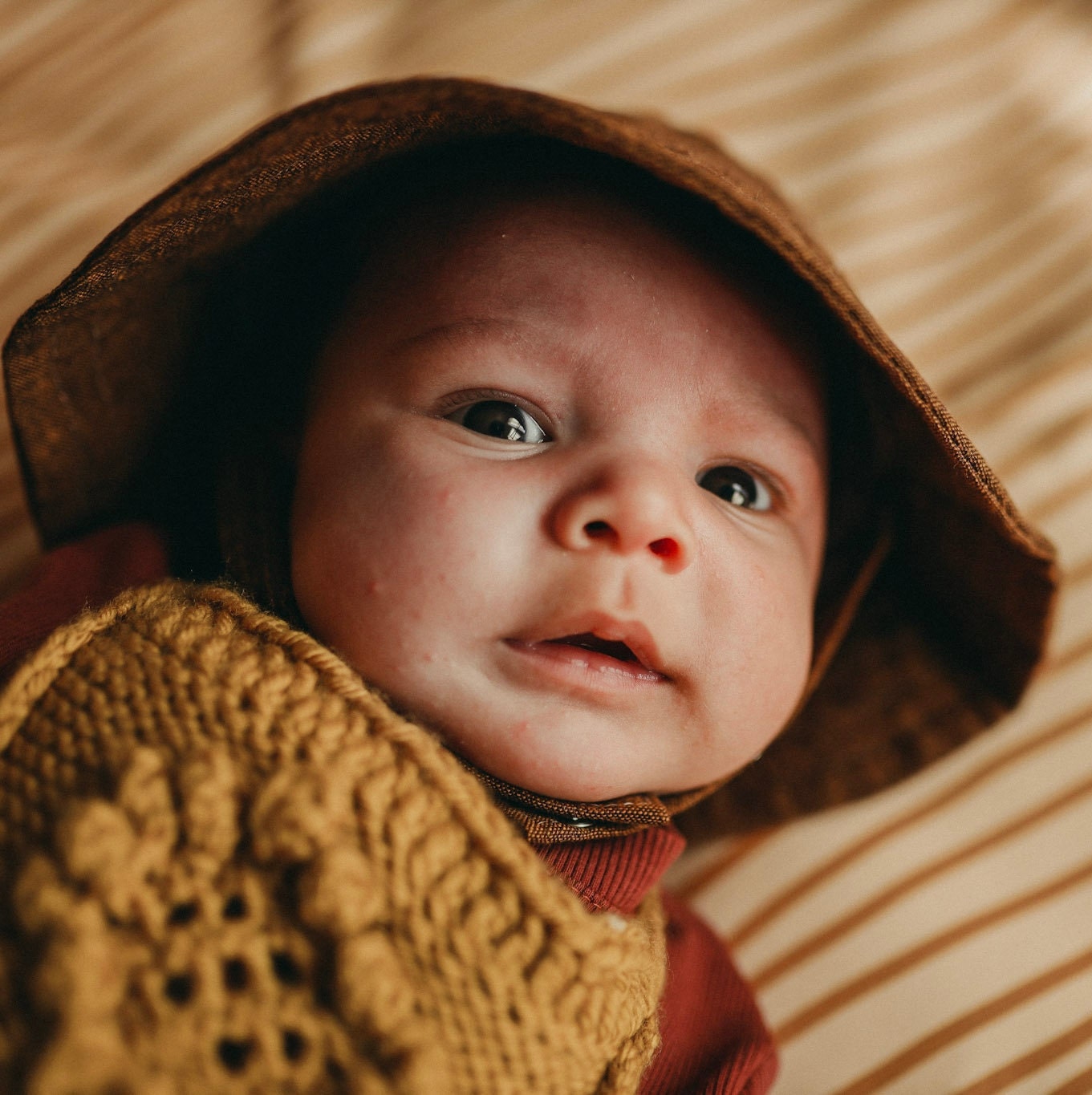 Baby Linen Sun Cap Spice Blue Corduroy