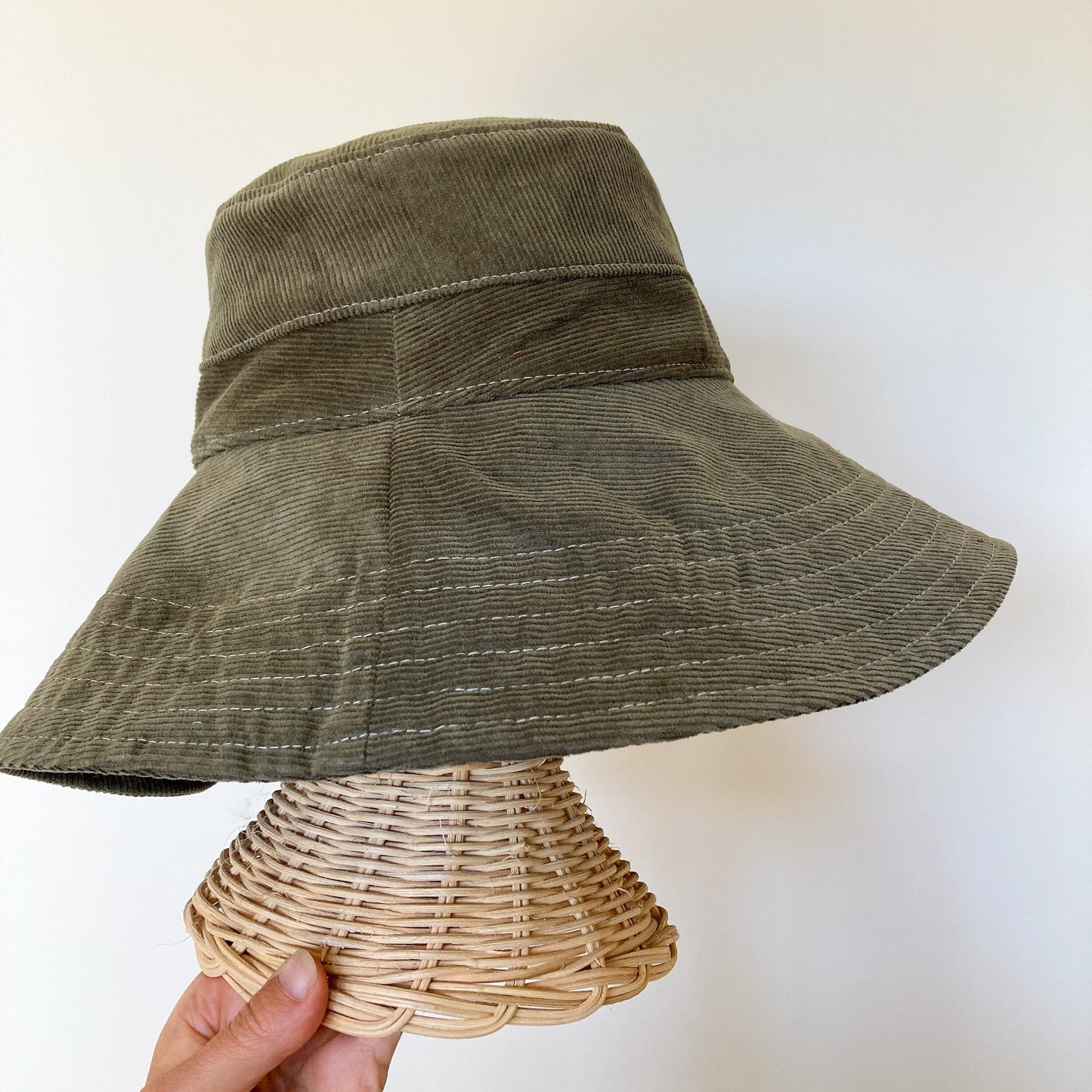 Summer Bucket Hat, Olive Green Hat, Corduroy Hat, Wide Brim Sun Hat, Beach Bucket Hat, Cotton Summer Hat, Green Bucket Hat, Boho Sun Hat