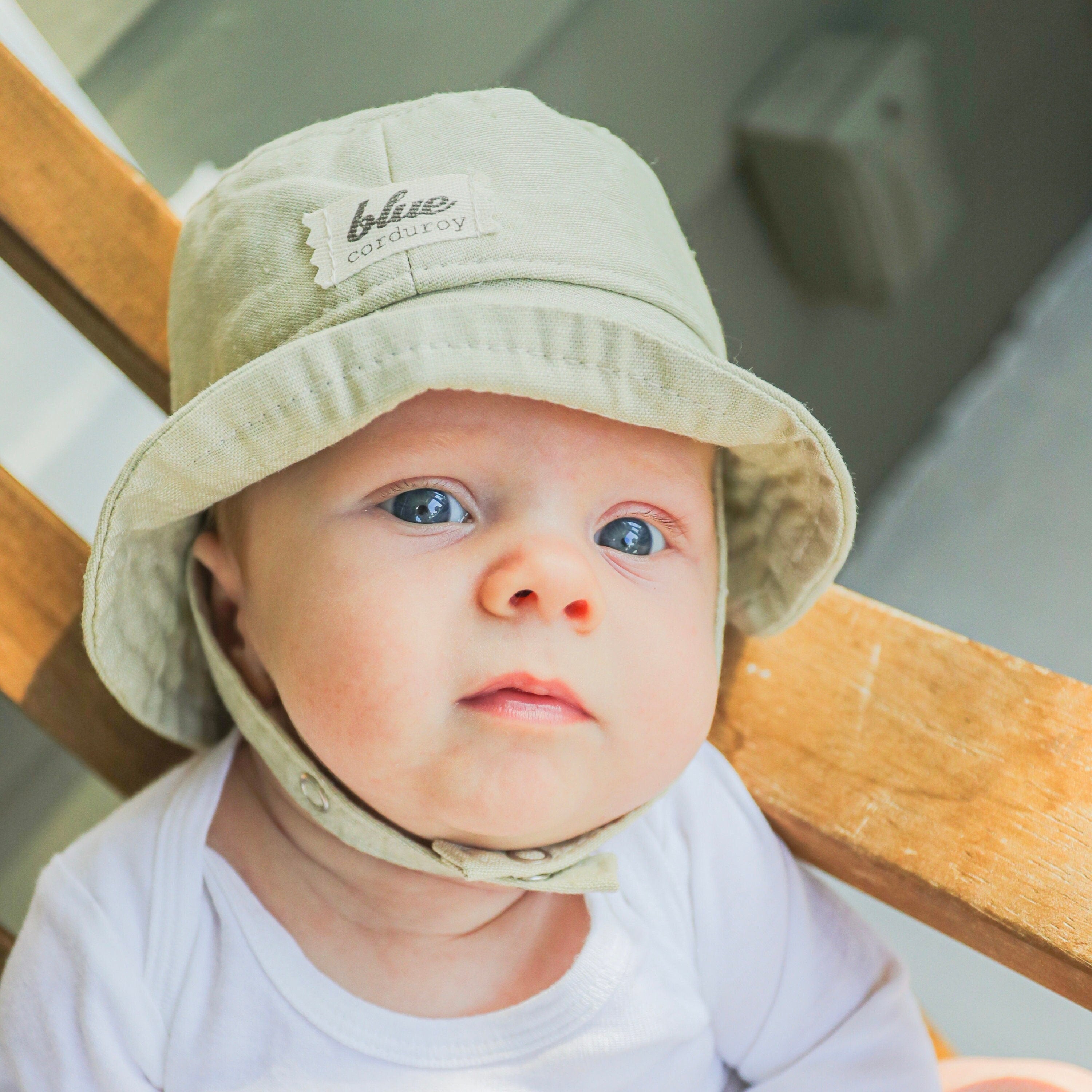 Baby Linen Bucket Hat Beige