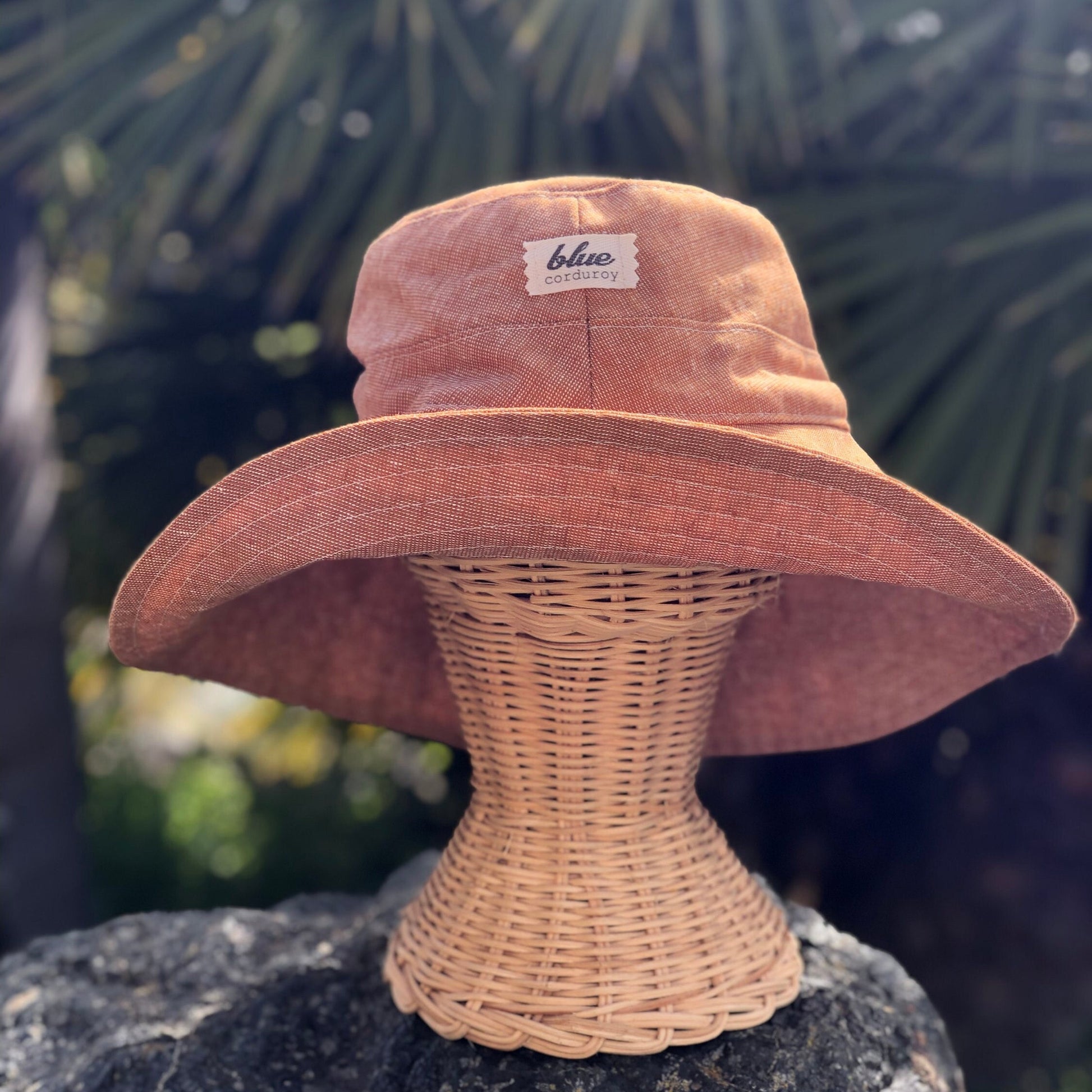 Linen Wide Brim Sun Hat Rust