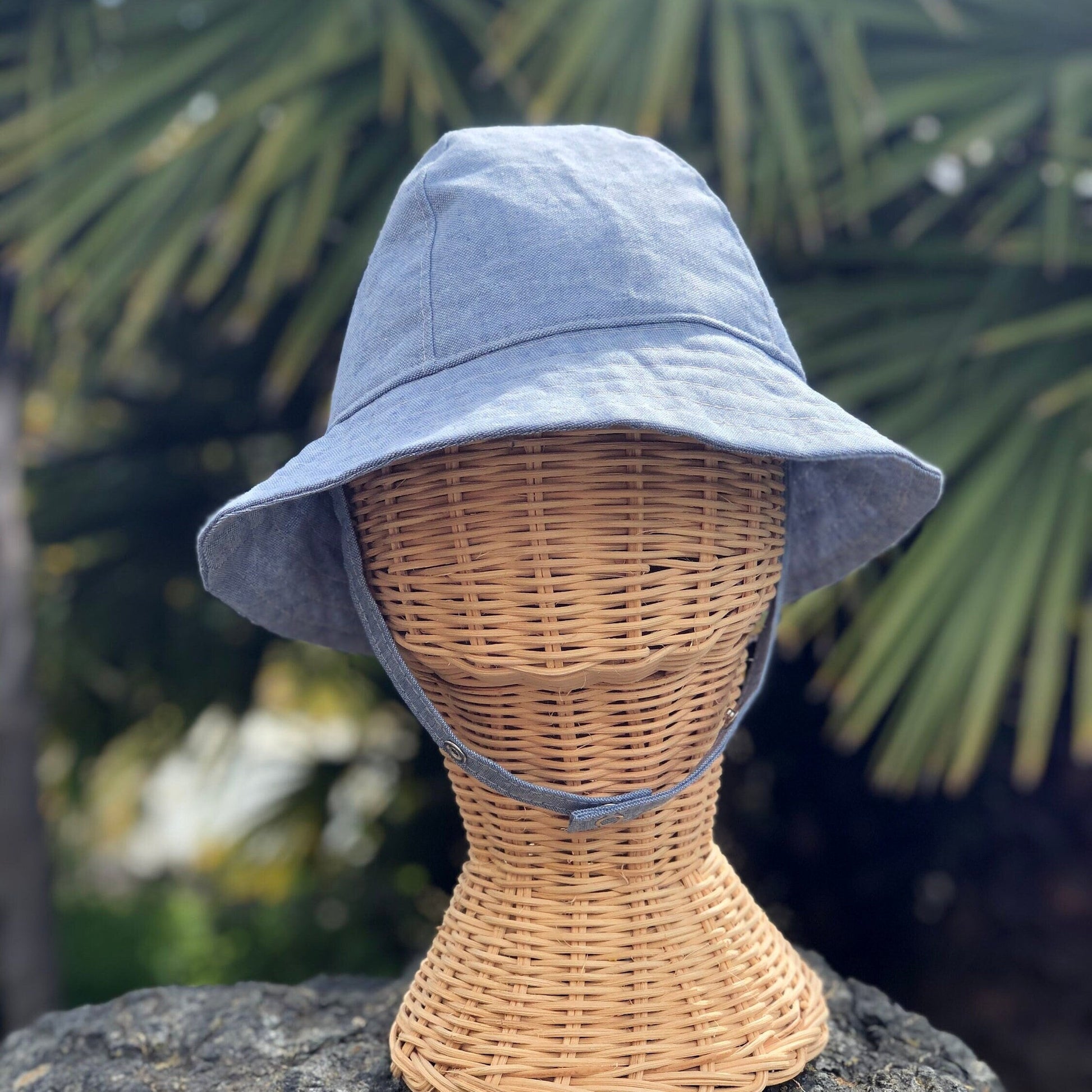 Baby Bucket Hat, Blue Fabric Hat, Boy Sun Hat, Toddler Beach Hat, Newborn Summer Hat, Infant Beach Outfit, Washable Hat, Chin Straps