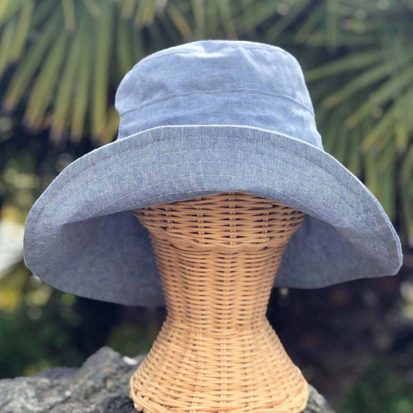 Blue Linen Hat, Foldable Hat, Wide Brim, Hat with Drawstring, Womens Sun Hat, Packable Beach Hat, Adjustable Hat, Trending Hats, Summer Hat