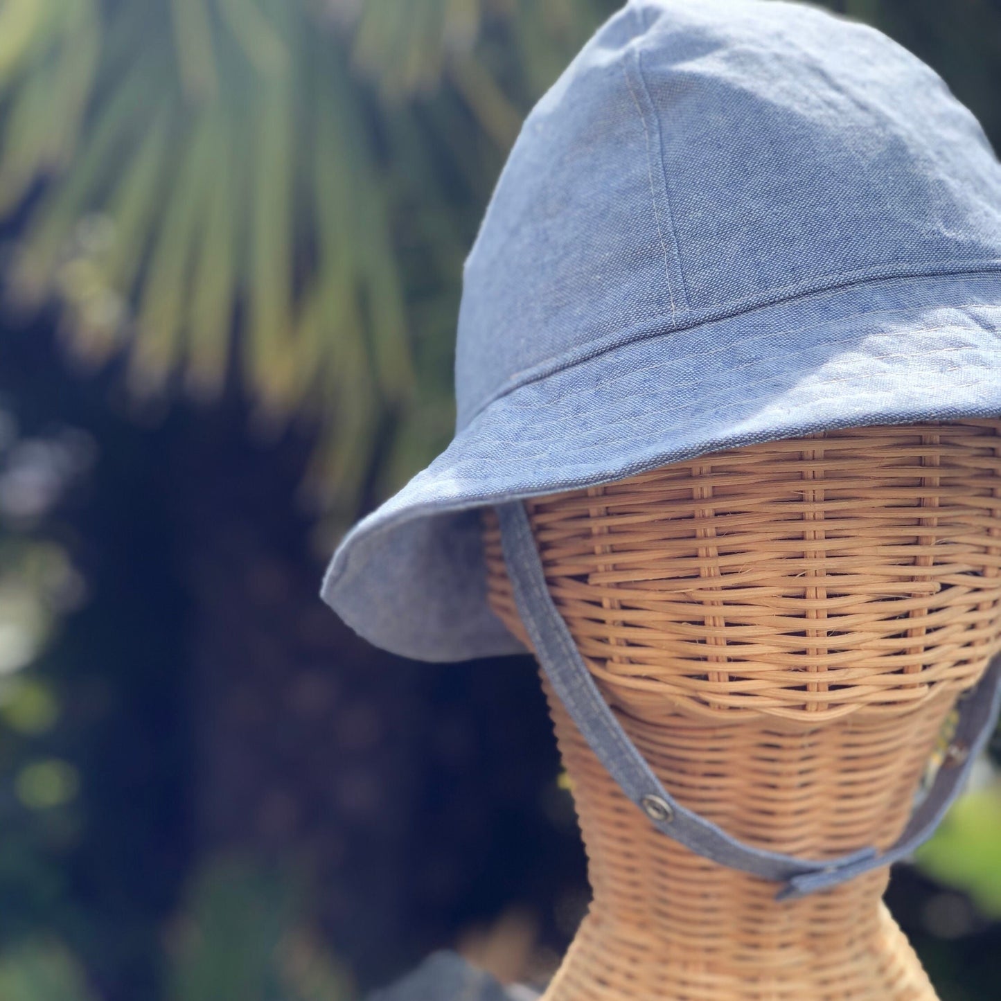 Baby Bucket Hat, Blue Fabric Hat, Boy Sun Hat, Toddler Beach Hat, Newborn Summer Hat, Infant Beach Outfit, Washable Hat, Chin Straps