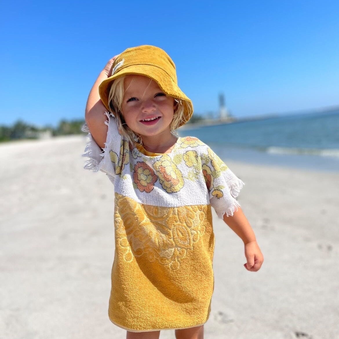 Kids Bucket Hat, Yellow Sun Hat, Corduroy Child Hat, Toddler Summer Hat, Outdoor Baby Gift, Sun Hat for Boys, Baby Hat for Girls, Beach Hat