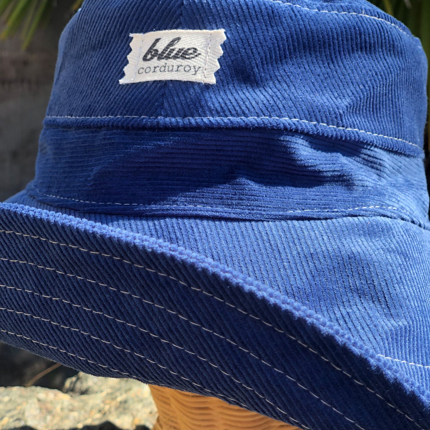 Wide Brim Beach Hat, Corduroy Bucket Hat, Blue Hat, Gift for Gardener, Winter Vacation Accessory, Foldable Sun Hat, Gift for Mom